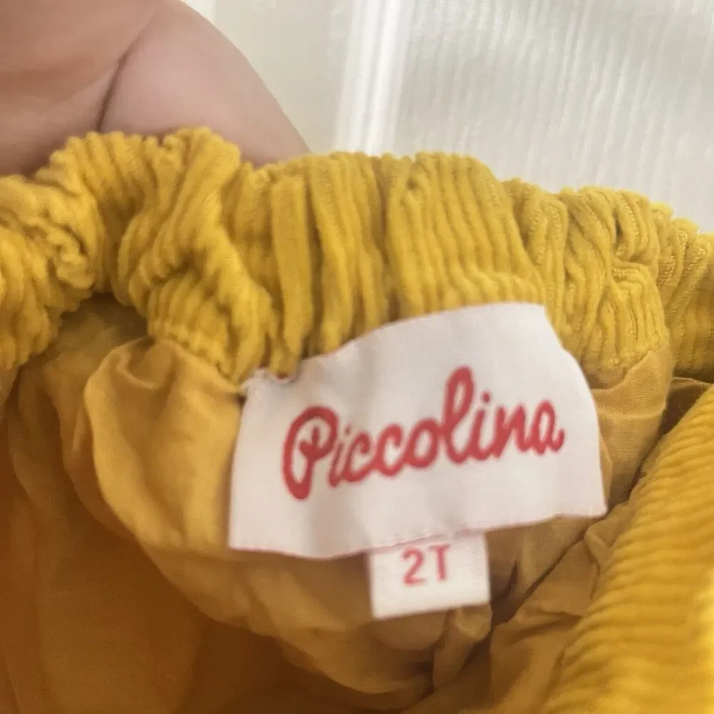 Piccolina Embroidered London Skyline Corduroy Skirt Yellow Girls Size 2T